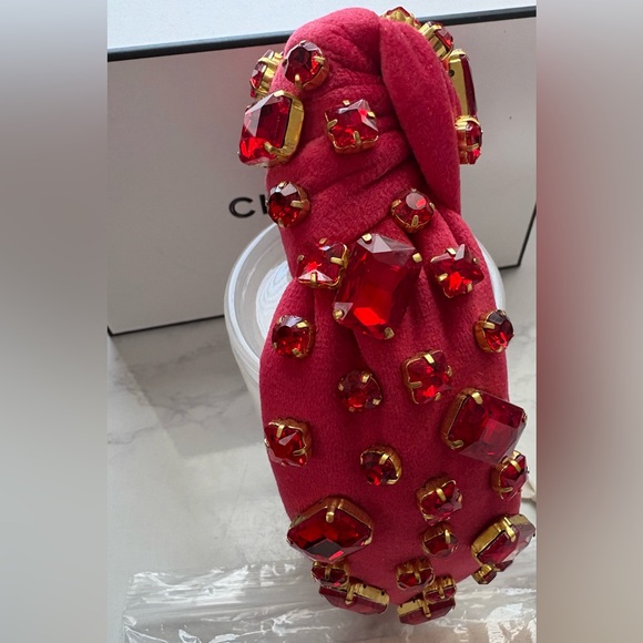 Lele Sadoughi Rectangle Crystal Knotted Headband-Birthstone Collection! Ruby Red - Picture 4 of 4